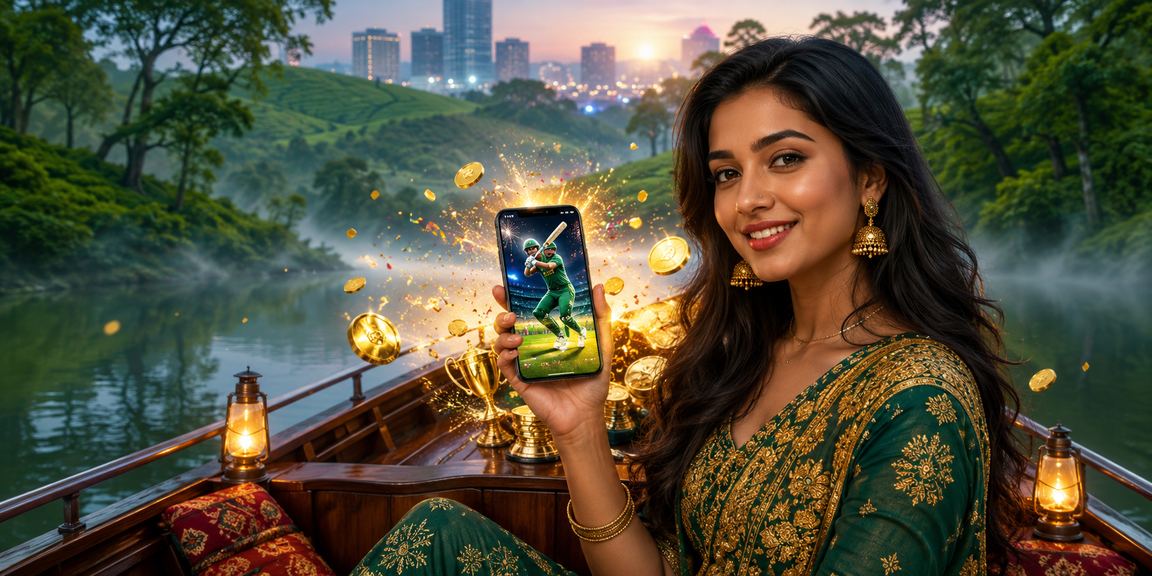 সিলেটের চা বাগানের পটভূমিতে মোবাইলে গেম উপভোগ করছেন একজন খেলোয়াড়